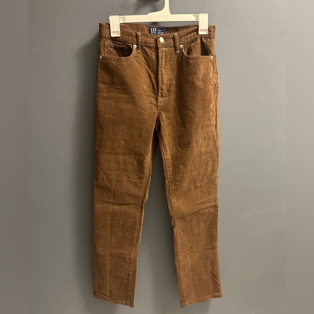 GAP Women’s Vintage Slim High Waisted Brown Corduroy Pants